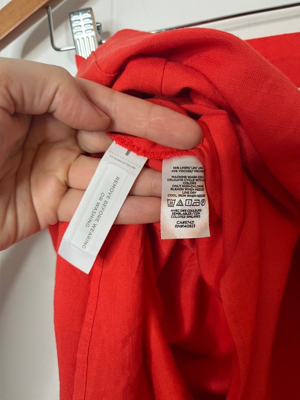 LOFT Coral Pink A-Line Asymmetric Button-Front Midi Skirt Size 12 Linen Blend - Picture 6 of 6